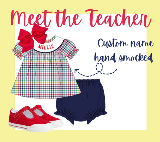 Custom smocked back to school set