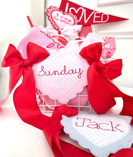 Valentines heart basket tag