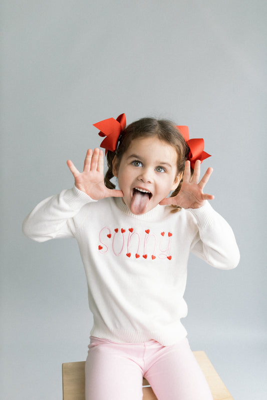 Hearts name monogram sweater