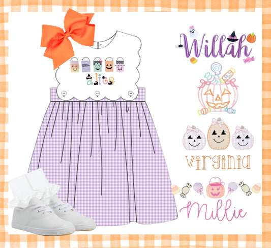Lavender scallop gingham dress