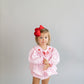 Pink gingham and hearts custom smock set