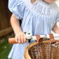 Blue gingham name smock dress