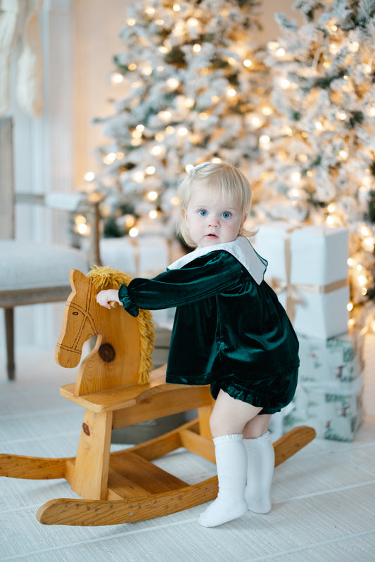 Green velvet diaper set