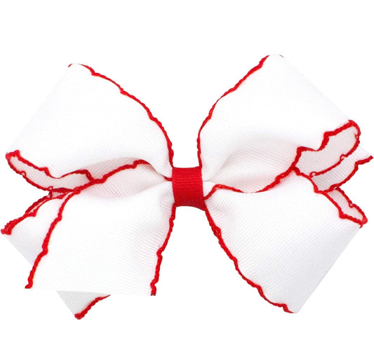 White 6” bow red trim