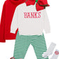 PREORDER green and white stripe leggings
