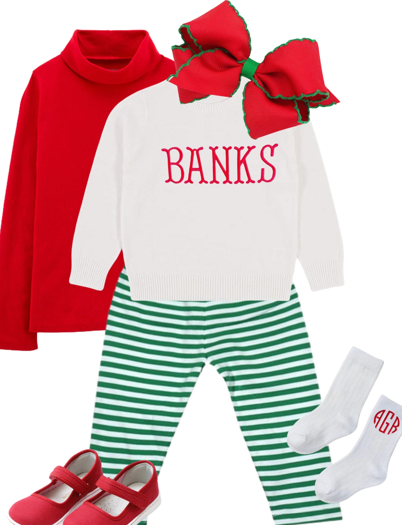 PREORDER green and white stripe leggings