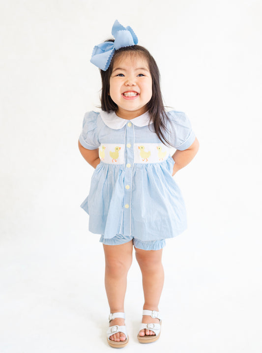Ducks smocked diaper set