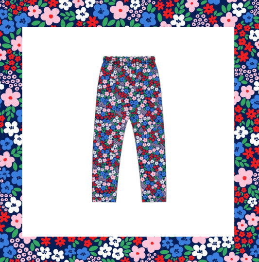 Navy winter floral leggings