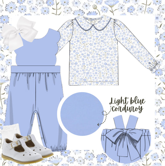 Girls blue corduroy romper