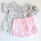 Flower smock diaper set